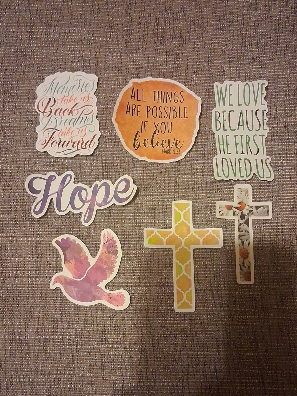 Faith-Inspired Decorative Sticker Set in Purple, Pink, Yellow, Green